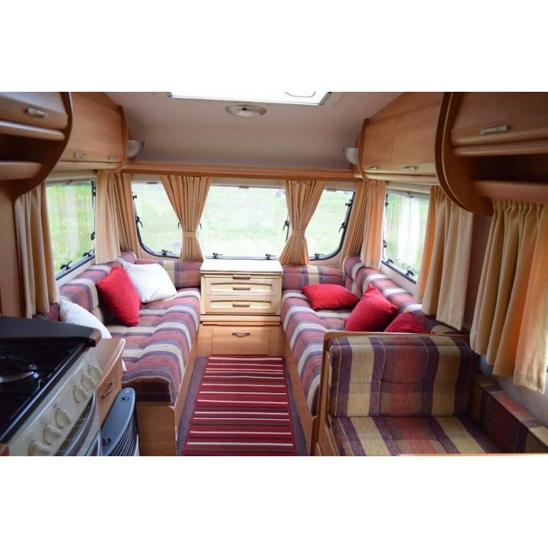 2001 Swift Charisma 560 4 Berth Touring Caravan, end washroom layout