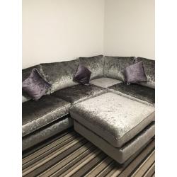 Silver/ grey corner sofa