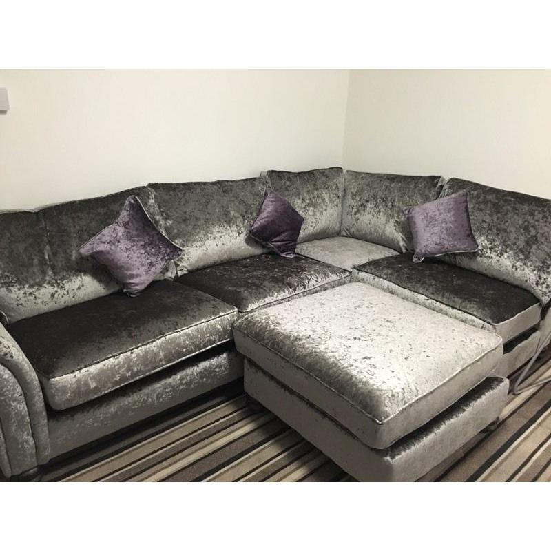 Silver/ grey corner sofa
