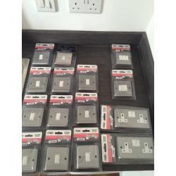 Box of brushed chrome electric switches by I-Tec