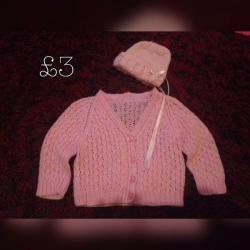 Knitted cardigans with matching hats newborn