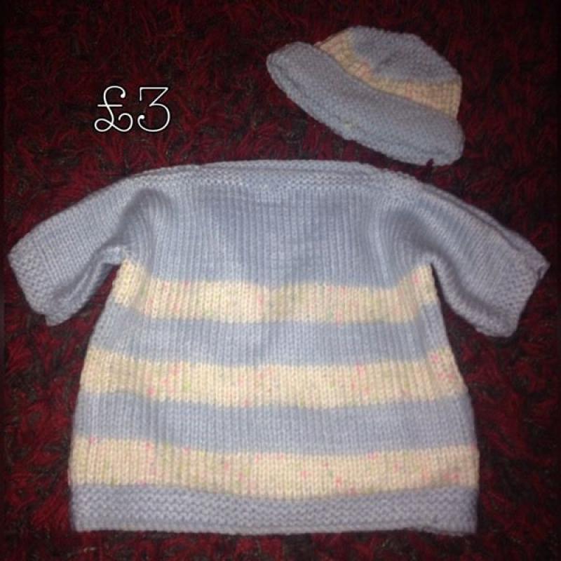 Knitted cardigans with matching hats newborn