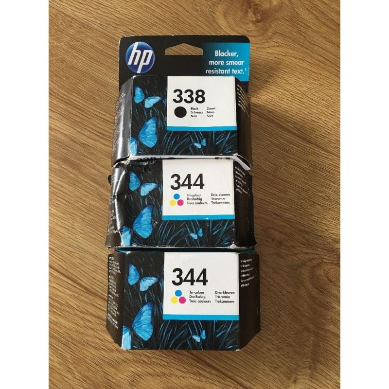 HP Printer Inks - 2 x 344 Colour & 1 x 338 Black
