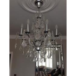 6 X 8 Branch & 1 X 12 Branch Chrome and Glass Chandeliers