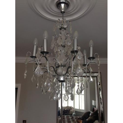 6 X 8 Branch & 1 X 12 Branch Chrome and Glass Chandeliers
