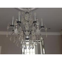6 X 8 Branch & 1 X 12 Branch Chrome and Glass Chandeliers