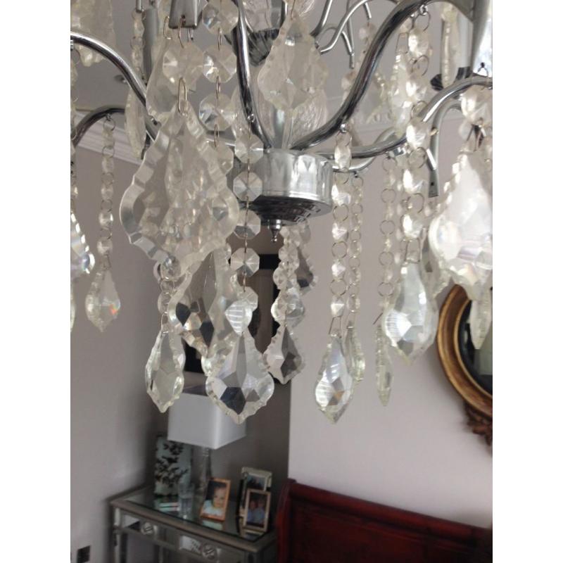 6 X 8 Branch & 1 X 12 Branch Chrome and Glass Chandeliers