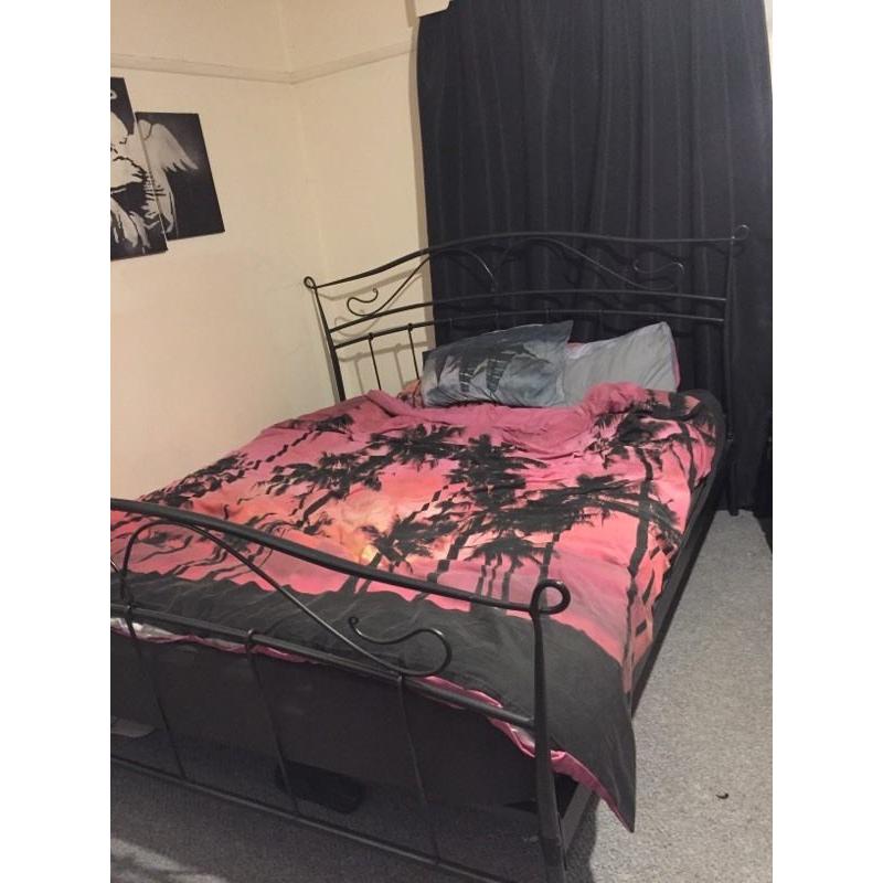 Solid Black metal super King size bed frame only