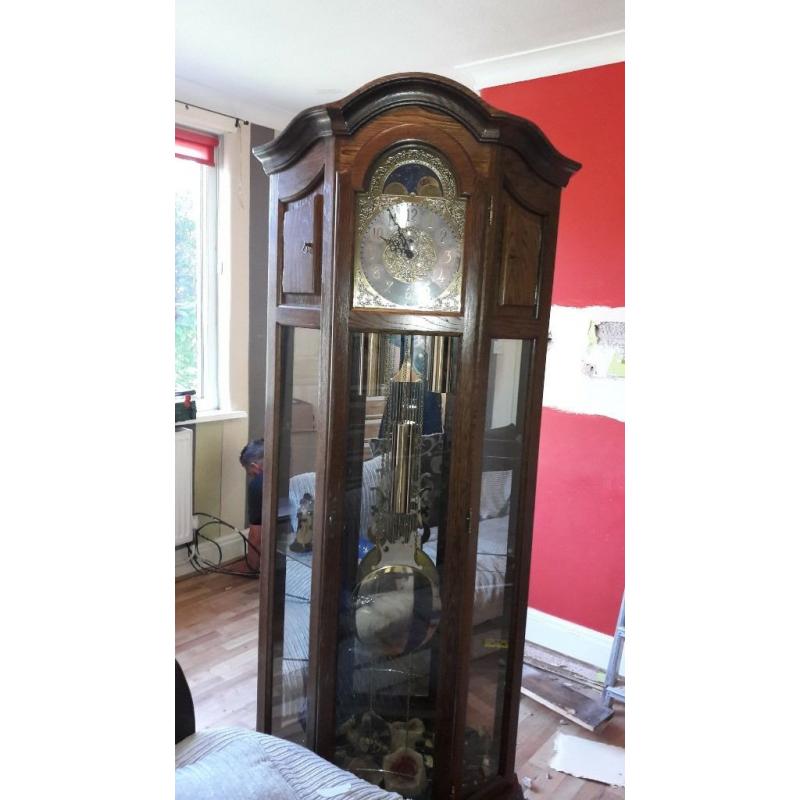 7 foot solid oak grandfather clock