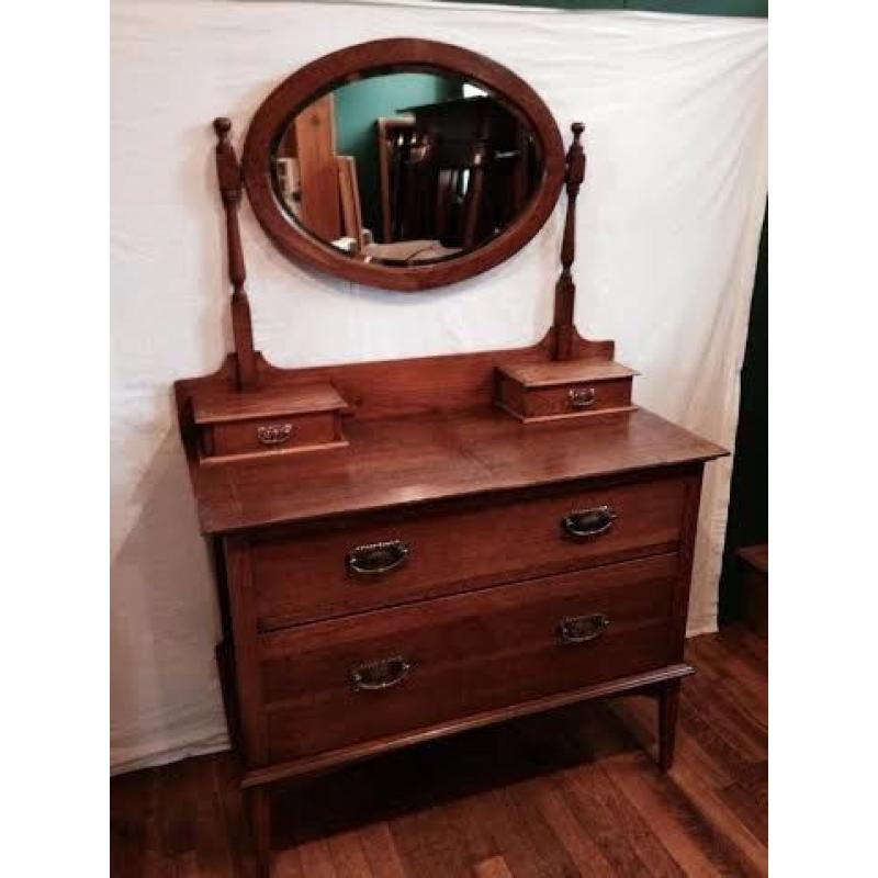 Antique Arts and Crafts Oak Dressing Table Drawers