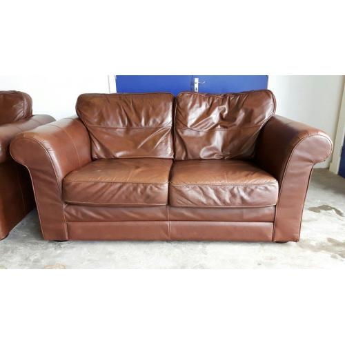 2 BROWN LEATHER SOFAS SET 3 SEATER SOFA & 2 SEATER SOFA / SUITE/ SETTEE DELIVERY AVAILABLE