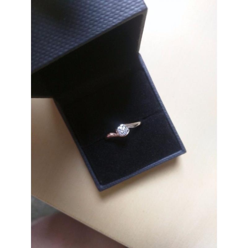 Diamond solitaire ring, white gold, *new and never worn*