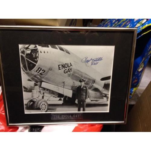Signed Enola gay photo and frame