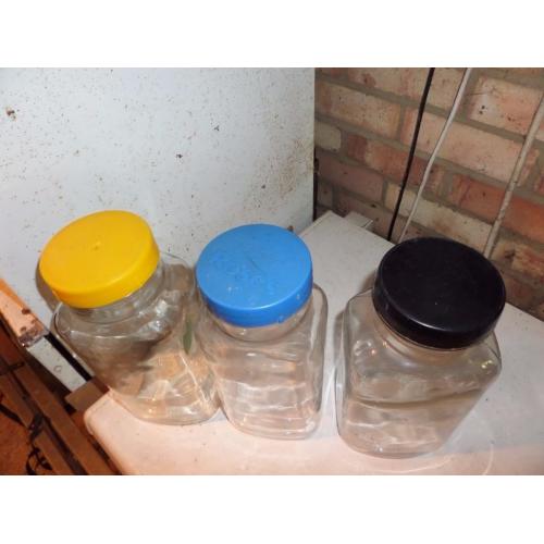 3 large glass vintage roses jars