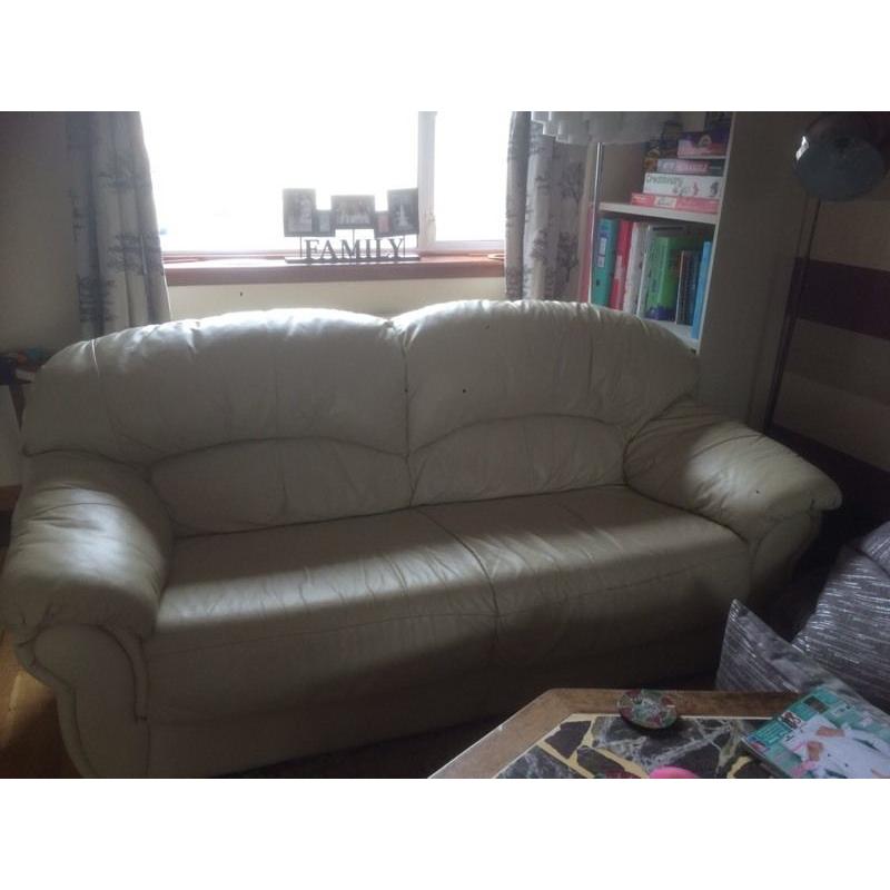 3 seater real leather sofa