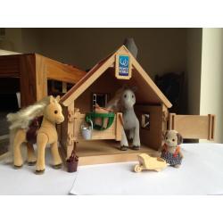 Sylvanian Families stables with horses and stable boy