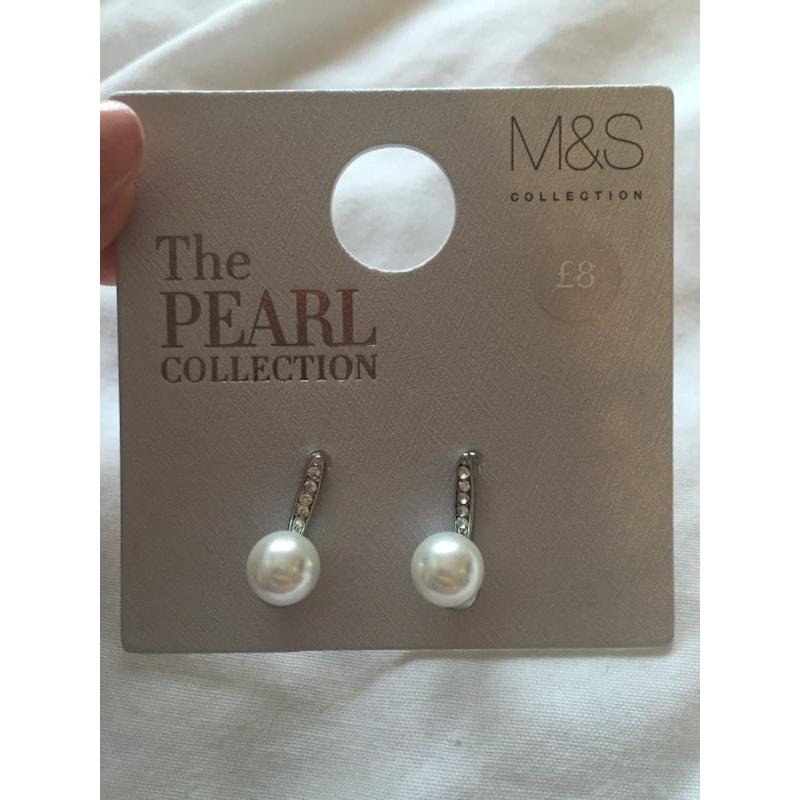 M&S silver pearl earrings