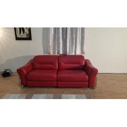 Ex-display Sisi Italia San Remo red leather electric recliner 3 seater sofa