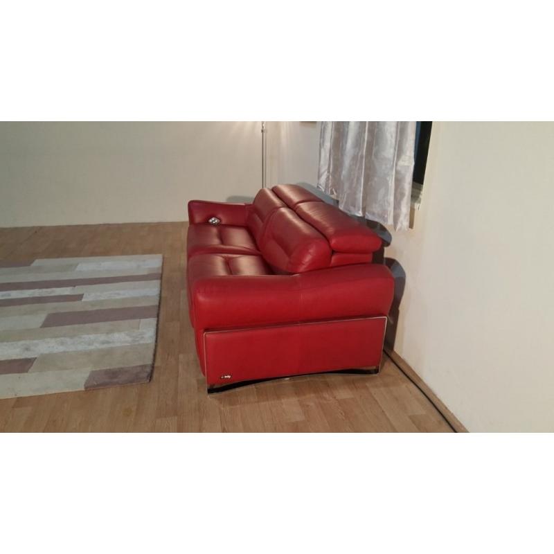 Ex-display Sisi Italia San Remo red leather electric recliner 3 seater sofa