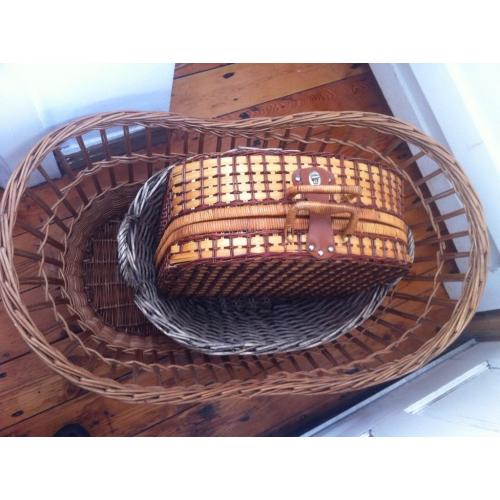 3 Large Vintage Wicker Baskets in Clean Condition, Home Decor, Garden, Shop, Craft Fair