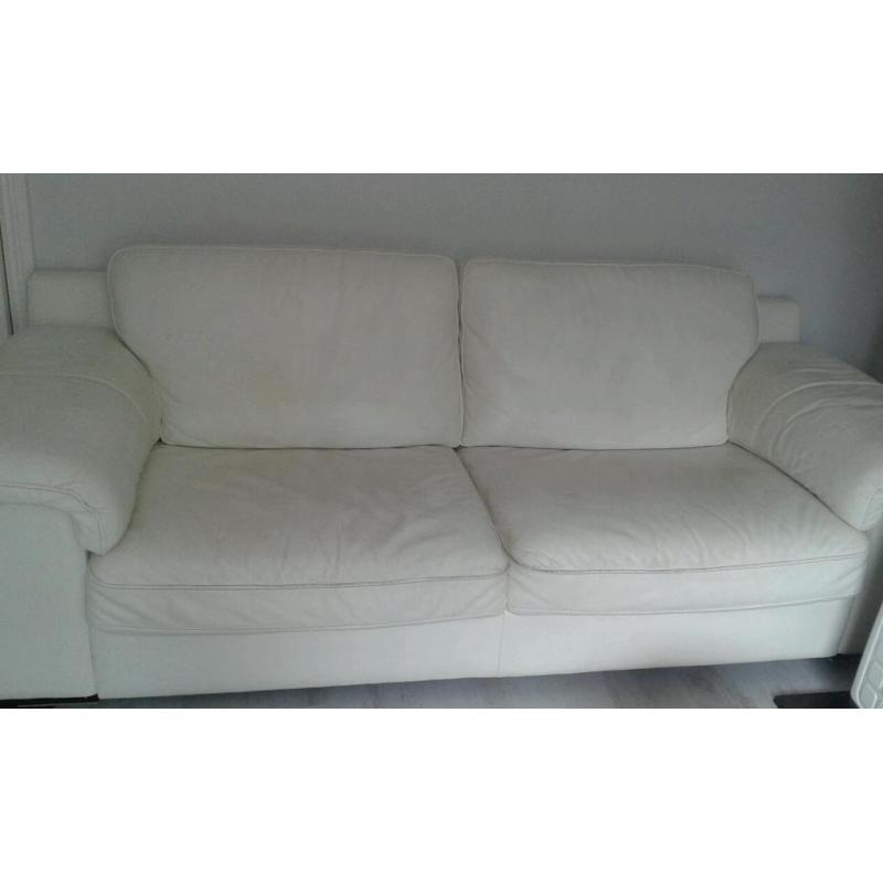White italian leather 3+2 seater