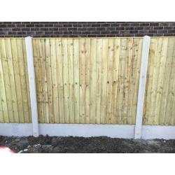 Heavy duty wooden garden fence panels pressure treated close board, feather edge