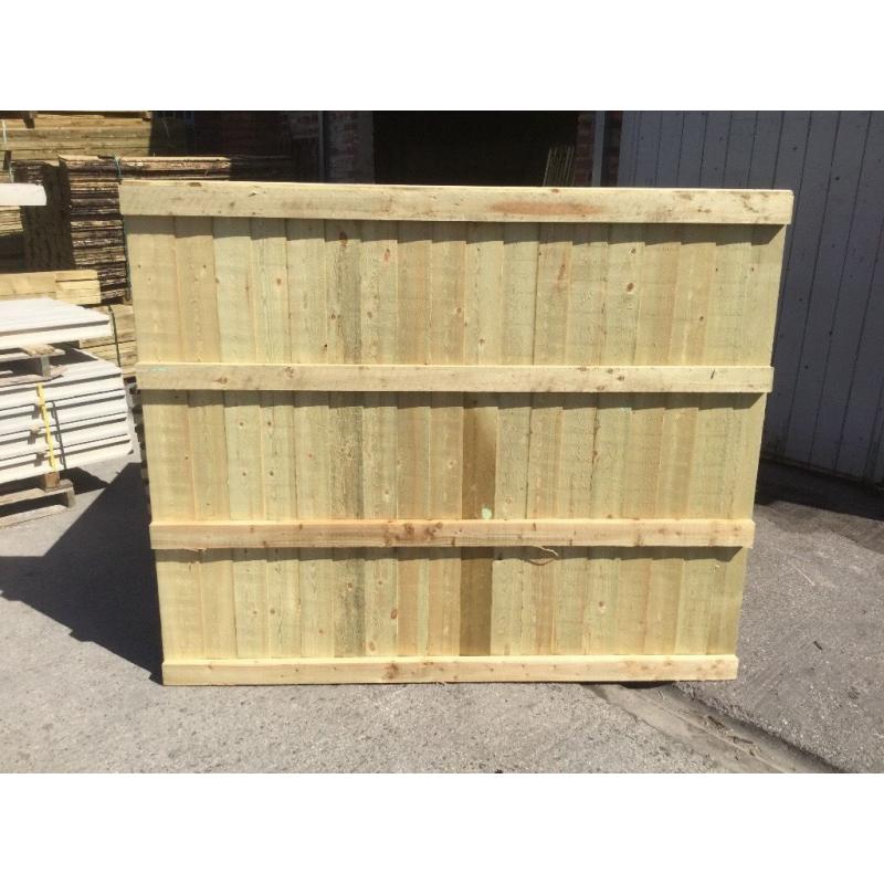 Heavy duty wooden garden fence panels pressure treated close board, feather edge