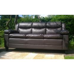 Ex-display Metro 3 Seater Brown Leather Sofa ( 2 seater also available )