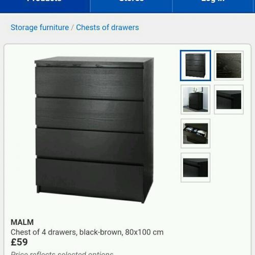 Malm 4 drawer unit x2