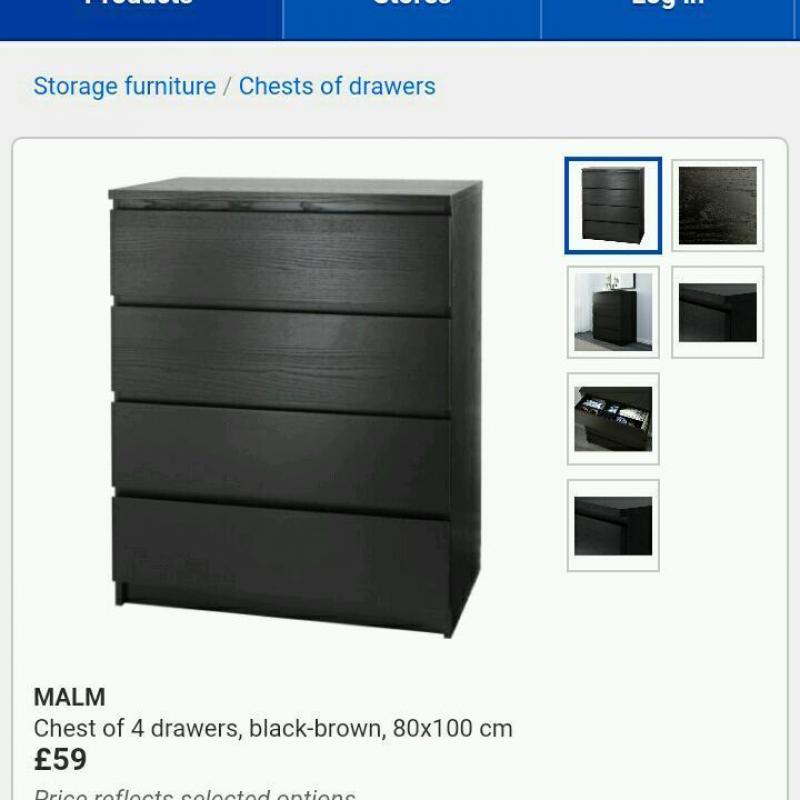 Malm 4 drawer unit x2