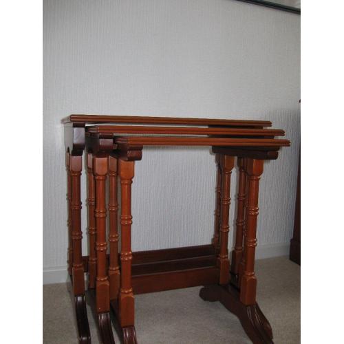Yew wood nest of tables