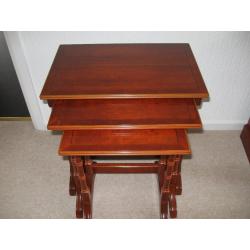 Yew wood nest of tables