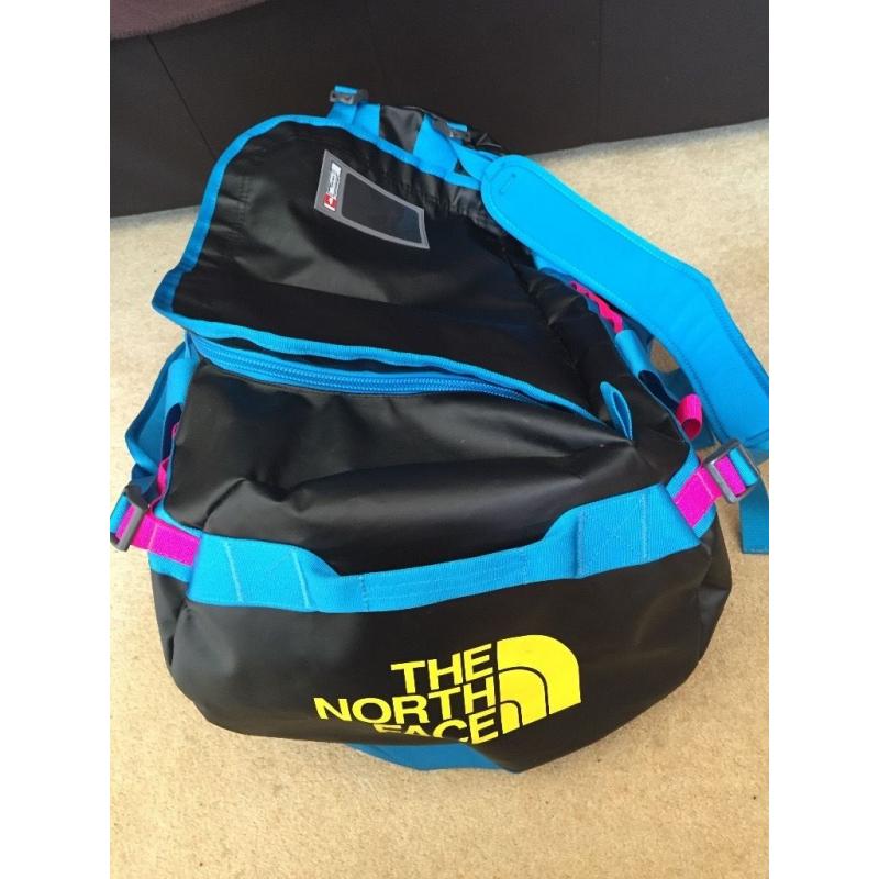 Base Camp Duffel Bag - Size L in Black with Blue and Pink Straps