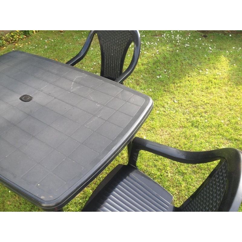 Plastic chairs and table set