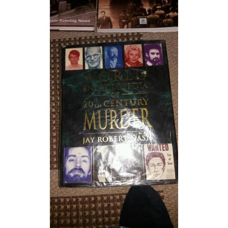 5 books for sale on serial killers ,murderers, and 2 on old images of manchester.