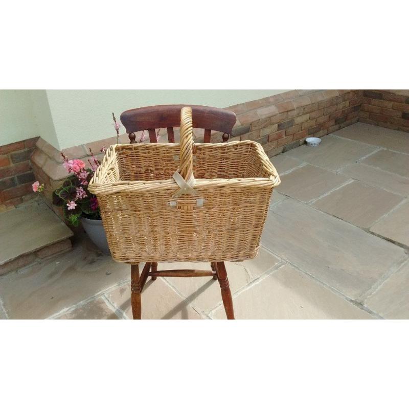 Vintage in original condition, no breaks, heavy ,strong willow butchers basket