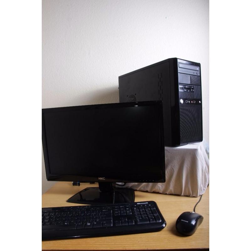 CUSTOM DESKTOP PC & 22" SCREEN w/ GENUINE MICROSOFT KEYBOARD & MOUSE