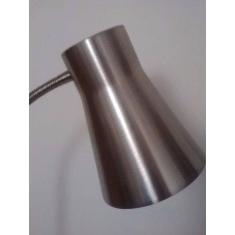 Brushed steel standard lamp