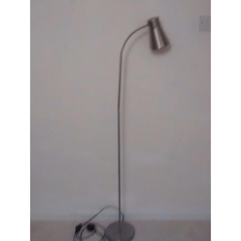 Brushed steel standard lamp