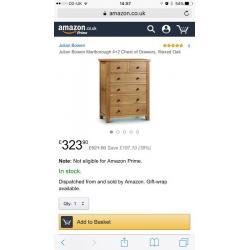 Julian Bowen solid Oak Drawers, Dimensions: 44cm x 83cm x 107.5cm
