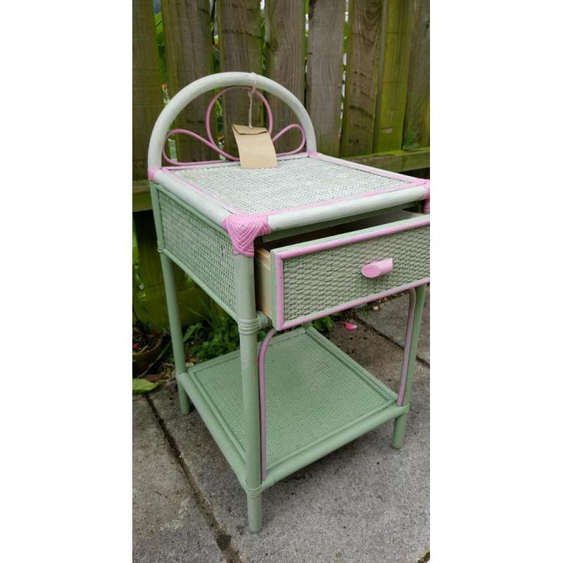 Green with pink one draw cupboard / table