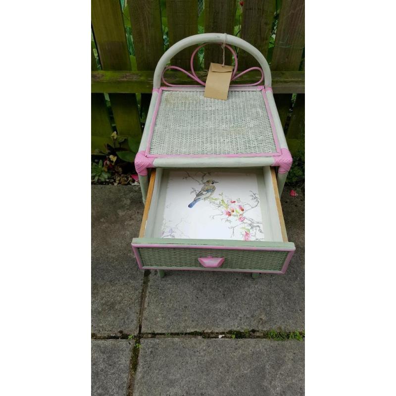Green with pink one draw cupboard / table