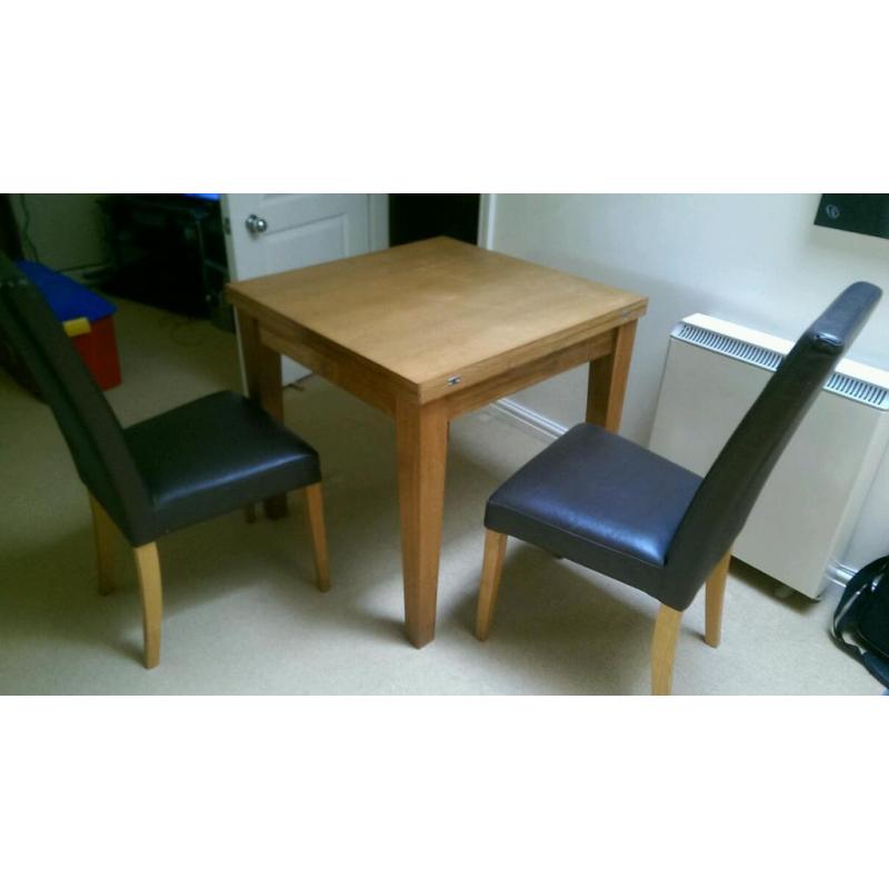 Extendable Dining Table + 2 Chairs