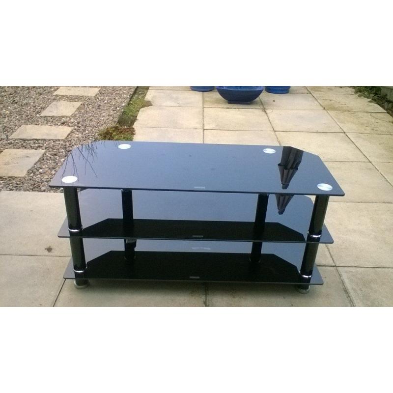 Black glass TV stand
