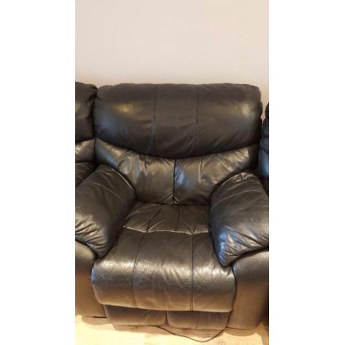 Dfs leather black sofa recliners 2+1+1.BARGAIN