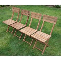 4x ScanCom Hardwood Garden Chairs. Folding Hard Wood Set.