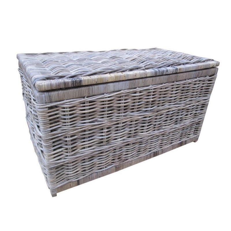 Grey and Buff Rattan Storage Trunk/ Chest
