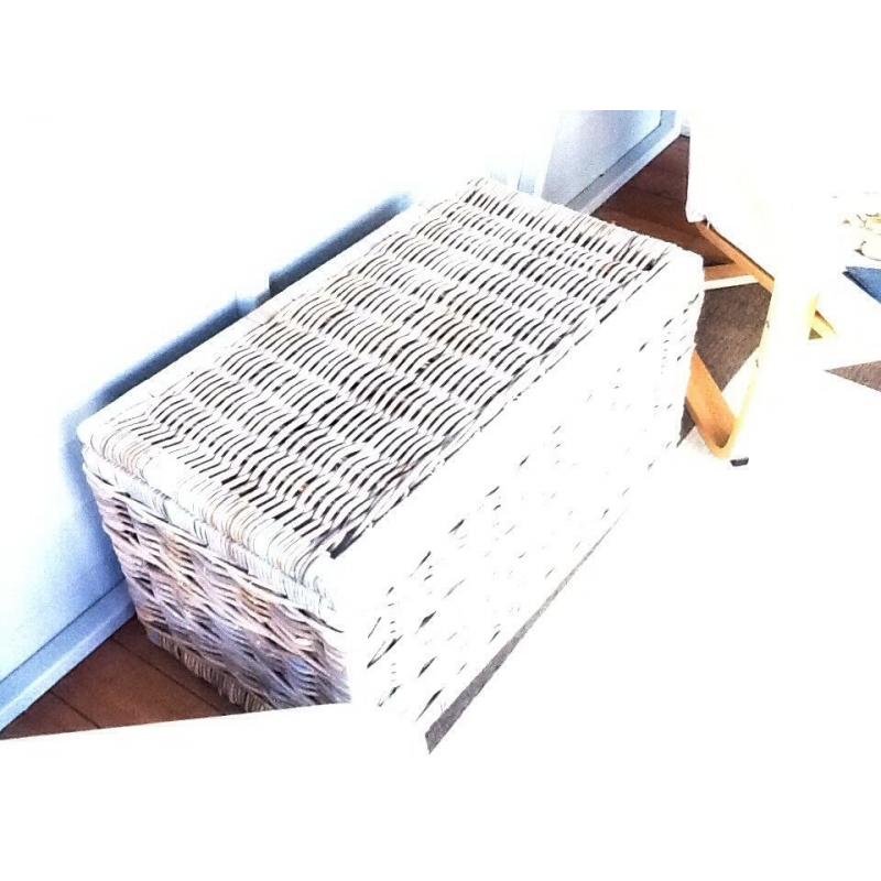 Grey and Buff Rattan Storage Trunk/ Chest