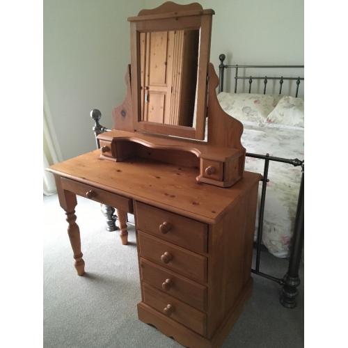 Pine dressing table and mirror