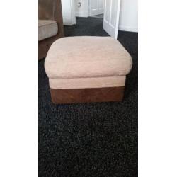 Brown 3 seater sofa and 2 seater sofa with foot rest